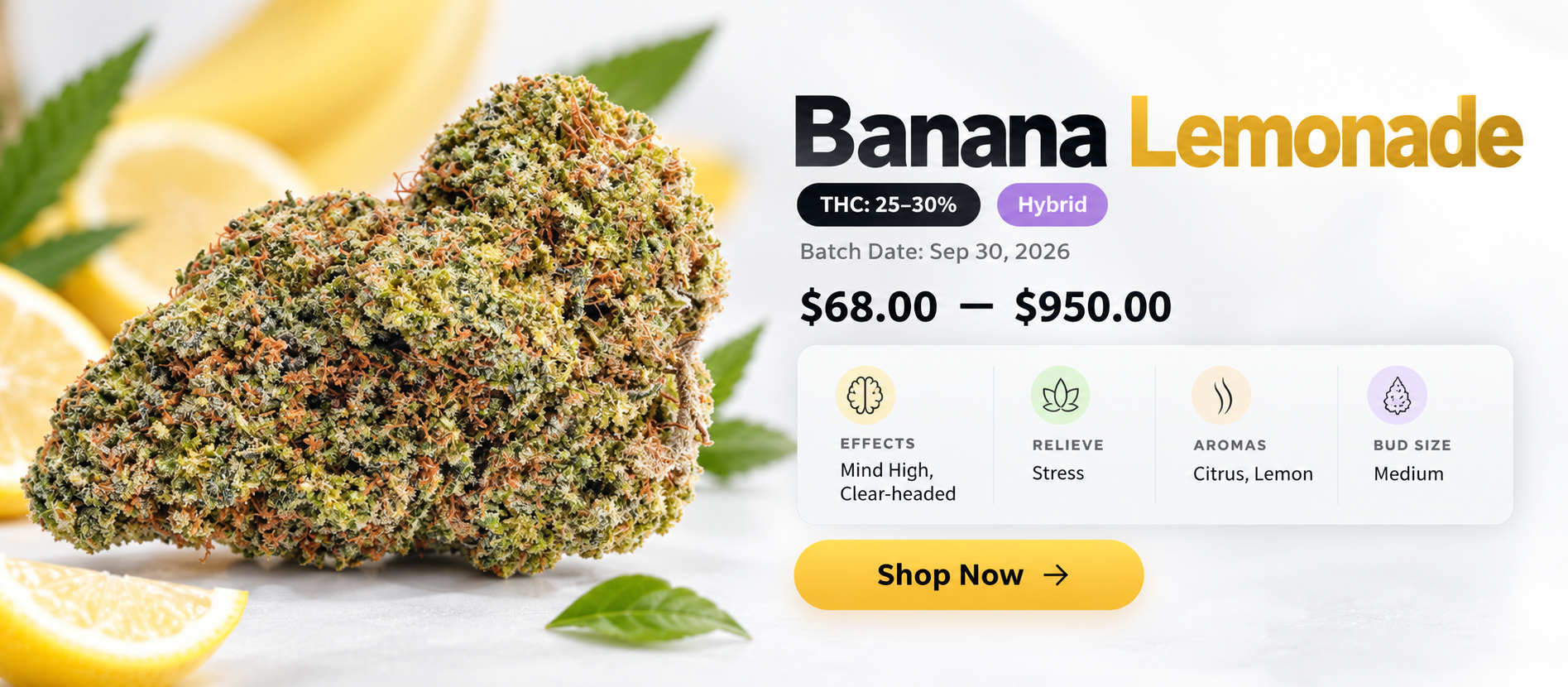 Banana Lemonade Cannabis Product Banner